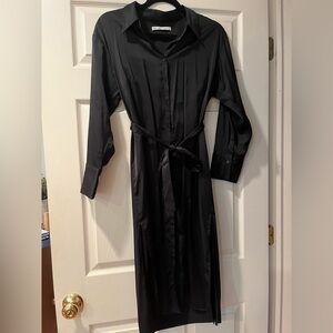 Black button up midi dress